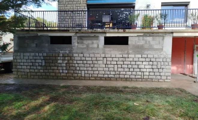Rénovation et démolition des murs porteurs d'une terrasse/balcon à La Tour du Pin, Bourgoin-Jallieu, KS Maçonnerie