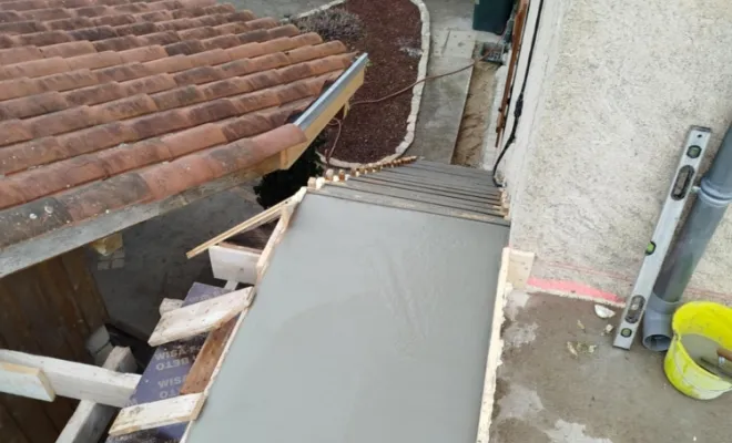 Réalisation d'escalier et dallage autour de l'agrandissement + ouverture dans mur pisé à Paladru, Bourgoin-Jallieu, KS Maçonnerie