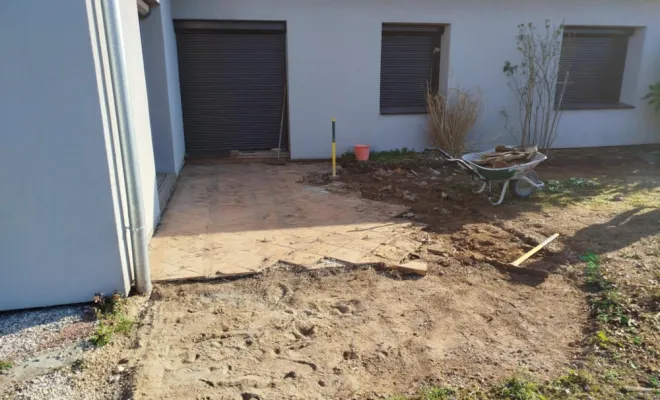 Dallage/terrasse extérieur à Saint Marcel Bel  Accueil, Bourgoin-Jallieu, KS Maçonnerie