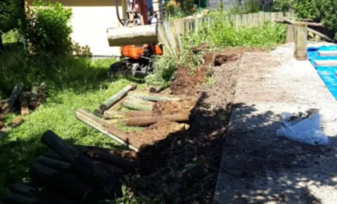 Mur de soutènement + pose de parement, Dallage et escalier à Saint Marcel Bel Accueil, Bourgoin-Jallieu, KS Maçonnerie