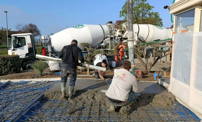 Création terrasse en béton désactivé à Rochetoirin, Bourgoin-Jallieu, KS Maçonnerie
