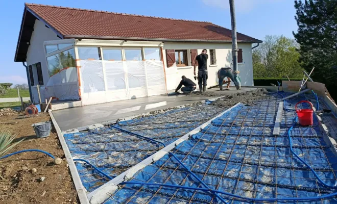 Création terrasse en béton désactivé à Rochetoirin, Bourgoin-Jallieu, KS Maçonnerie